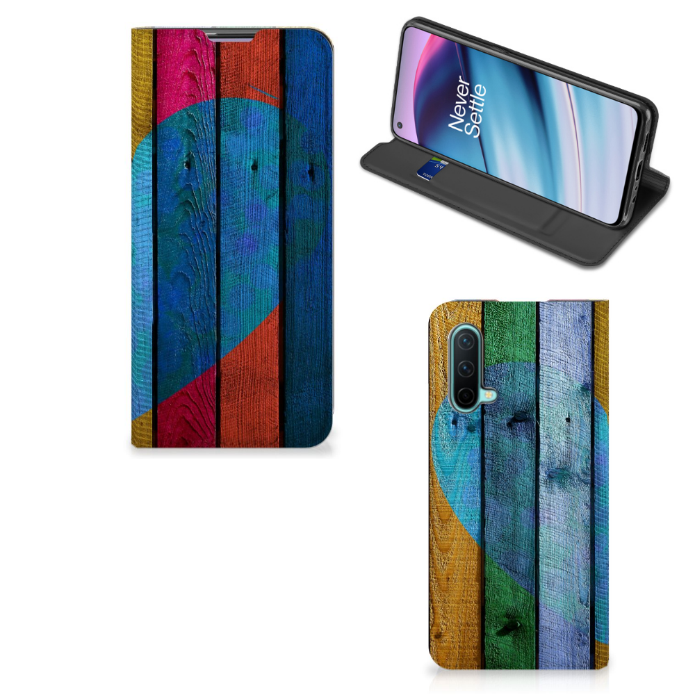 OnePlus Nord CE 5G Book Wallet Case Wood Heart - Cadeau voor je Vriend - B2C Telecom