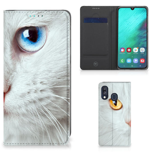 Samsung Galaxy A40 Hoesje maken Witte Kat