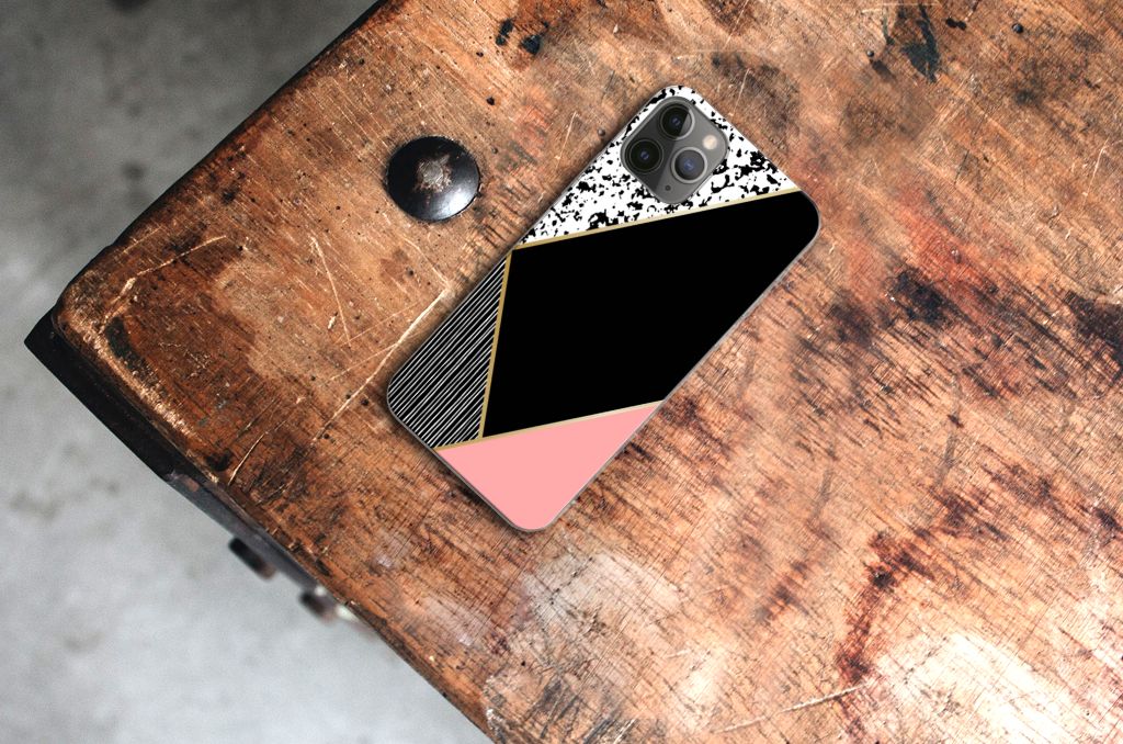 Apple iPhone 11 Pro TPU Hoesje Zwart Roze Vormen