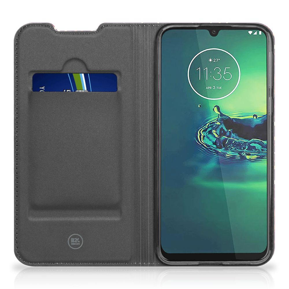 Motorola G8 Plus Hoesje met Magneet Aztec Paars