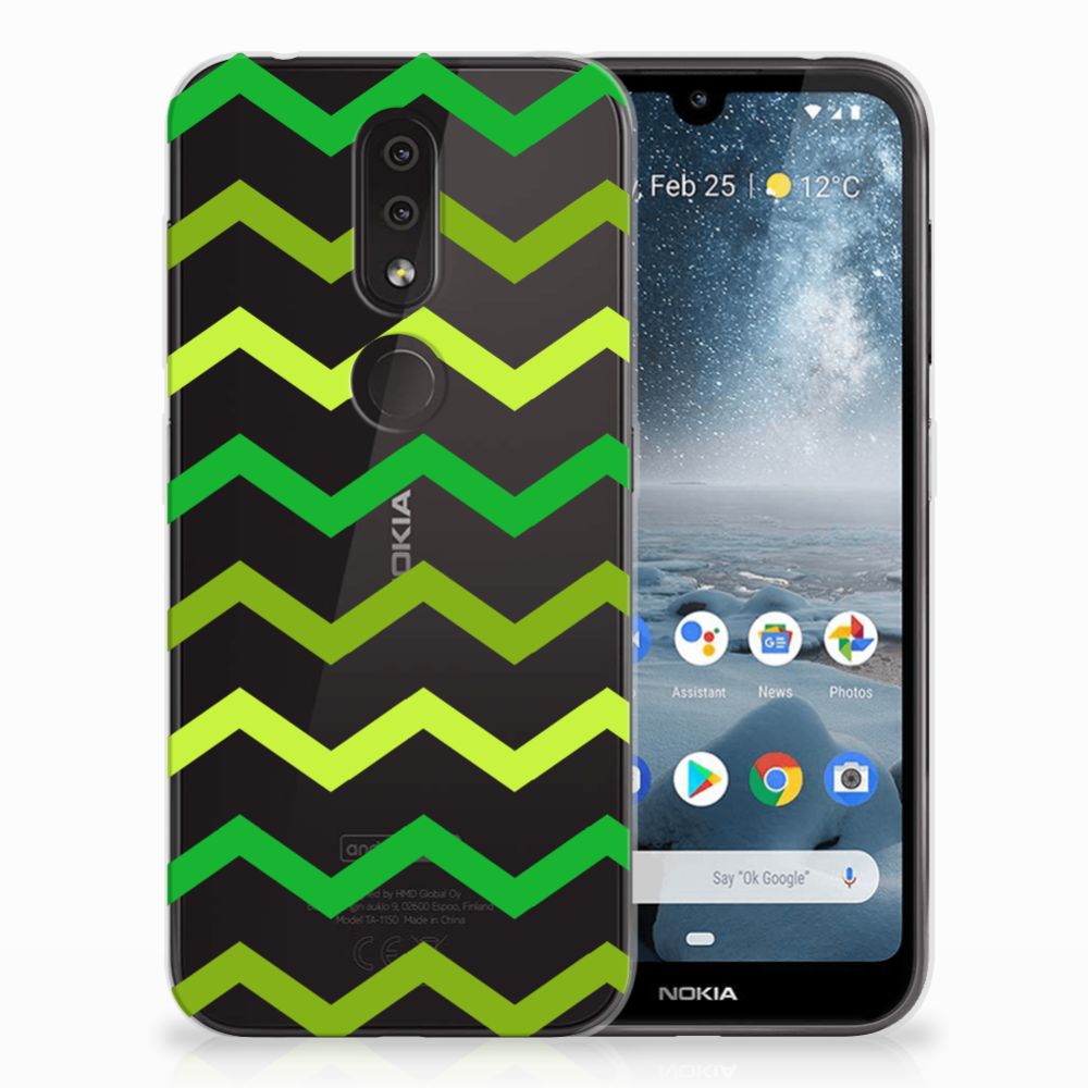 Nokia 4.2 TPU bumper Zigzag Groen