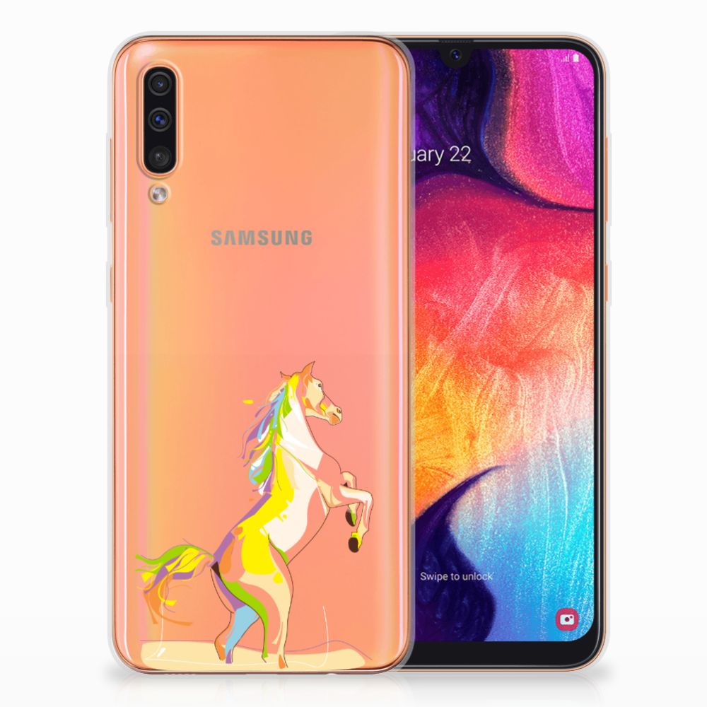 Samsung Galaxy A50 Telefoonhoesje met Naam Horse Color