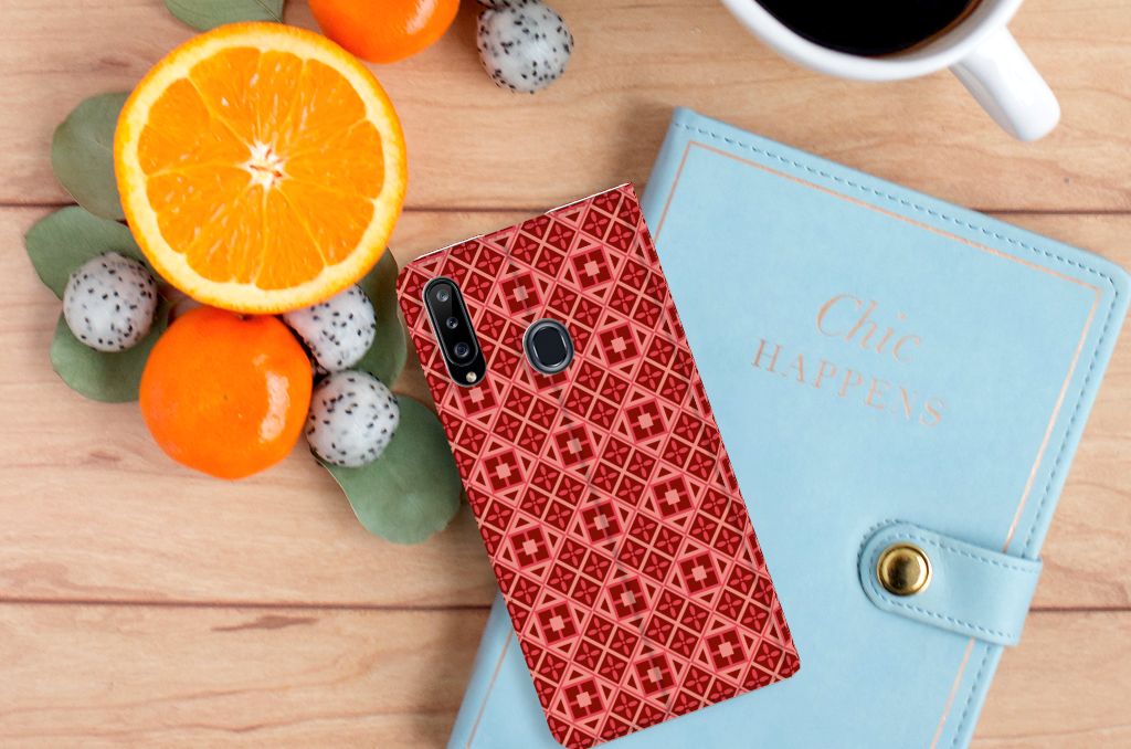 Samsung Galaxy A20s Hoesje met Magneet Batik Rood - B2C Telecom