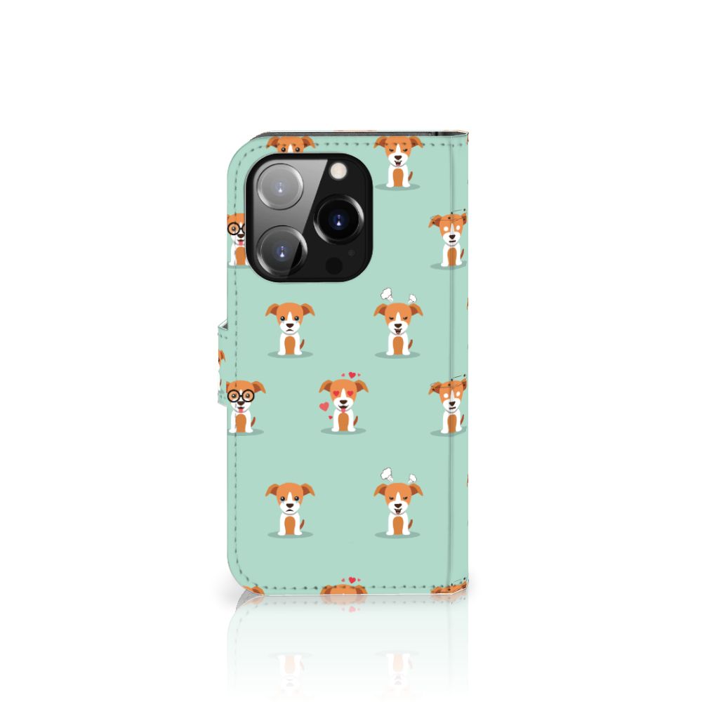iPhone 14 Pro Telefoonhoesje met Pasjes Pups met schattige hondenillustraties 🐶