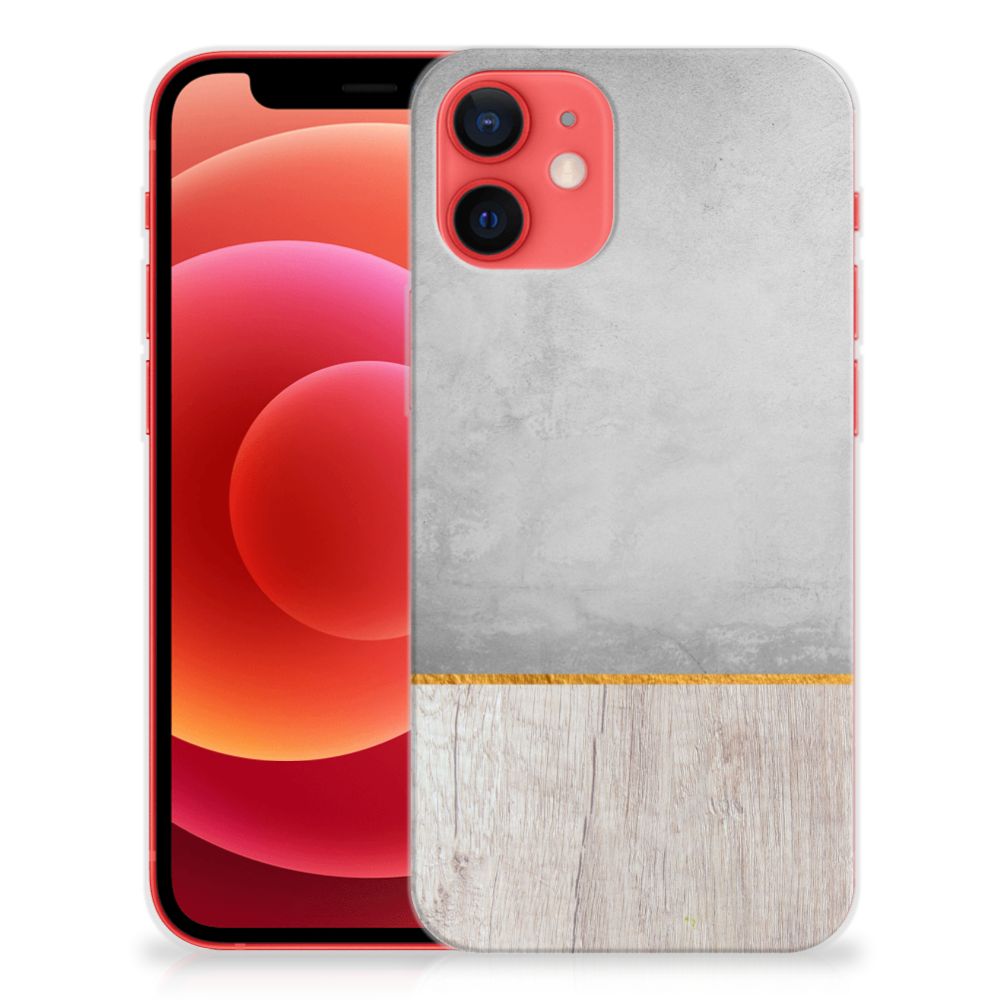 iPhone 12 Mini Bumper Hoesje Wood Concrete B2C Telecom