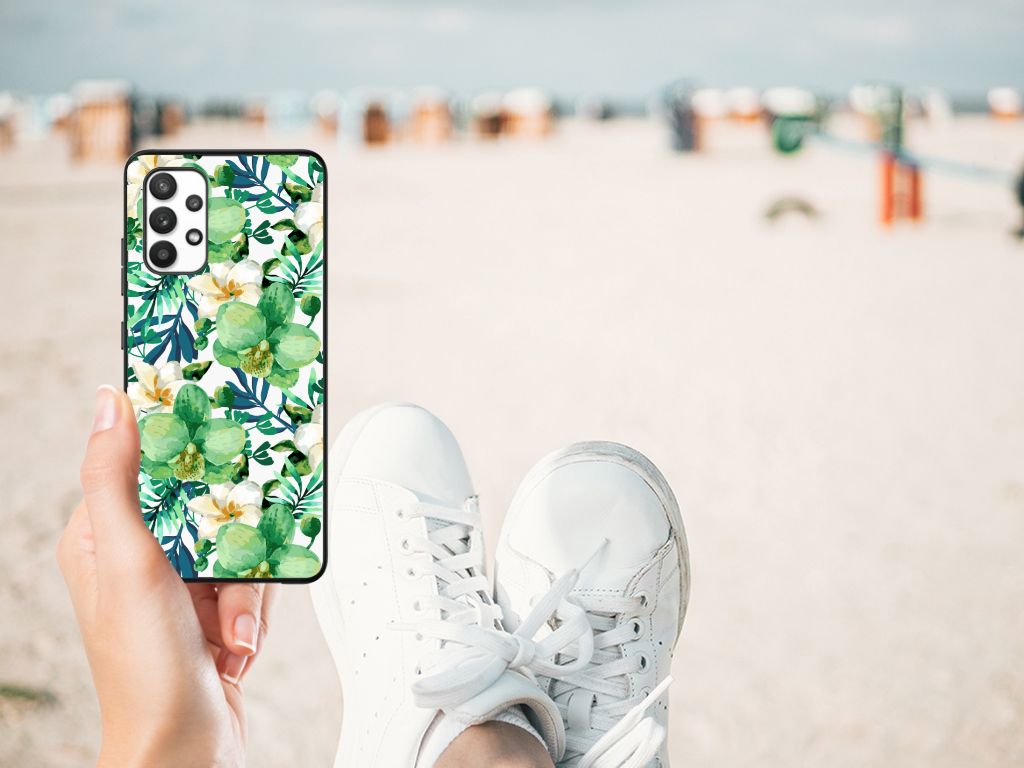 Samsung Galaxy A32 4G | A32 5G Enterprise Editie Bloemen Hoesje Orchidee Groen B2C Telecom
