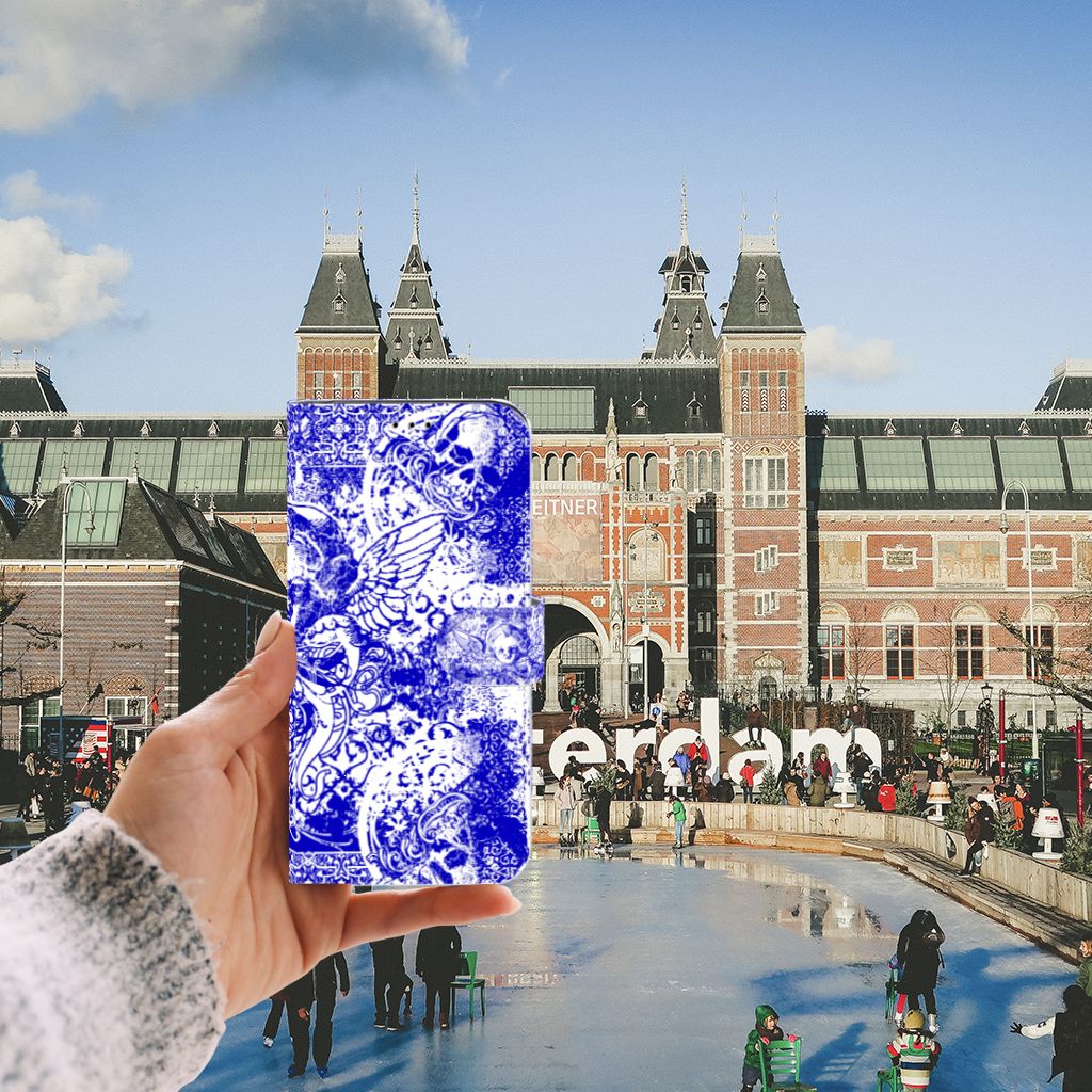 Telefoonhoesje met Naam Apple iPhone 11 Pro Max Angel Skull Blauw