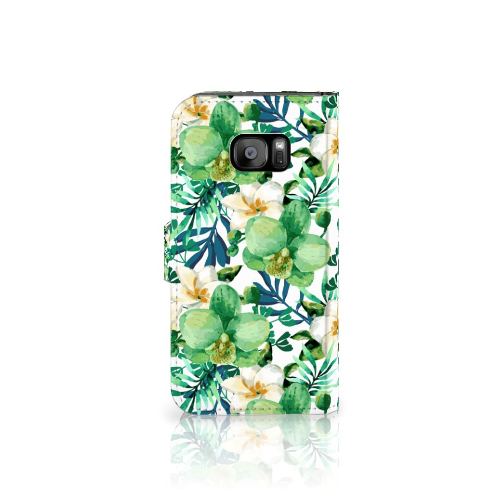 Samsung Galaxy S7 Edge Hoesje Orchidee Groen