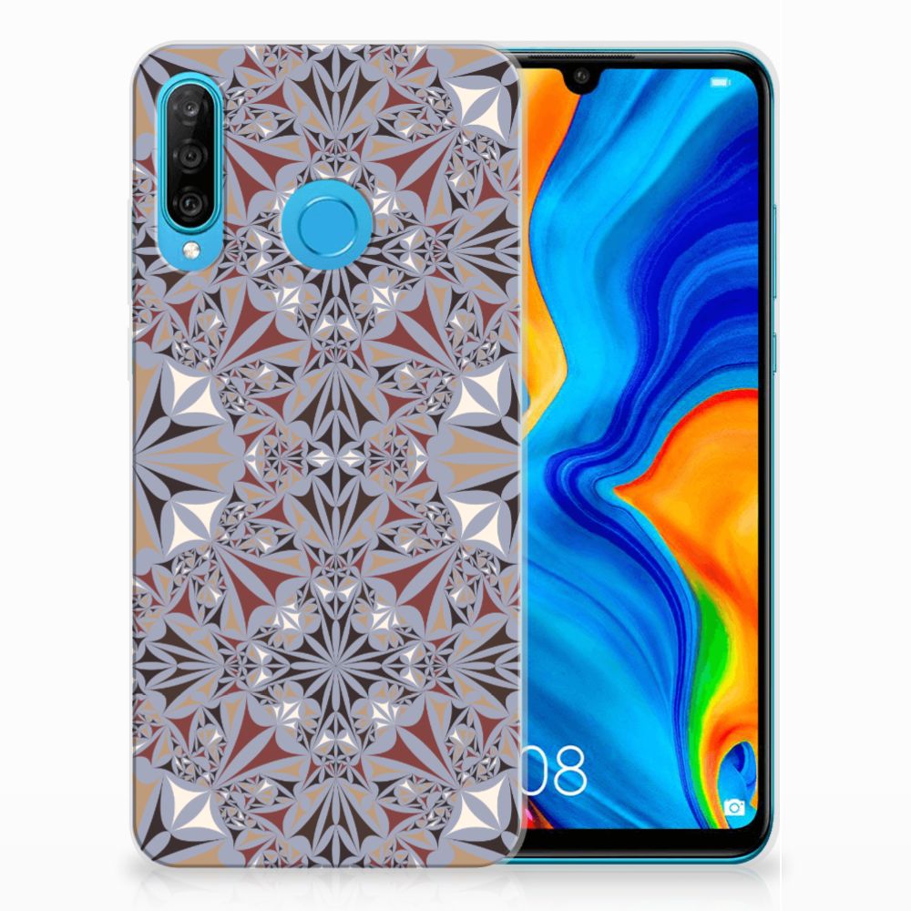 Huawei P30 Lite TPU Siliconen Hoesje Flower Tiles