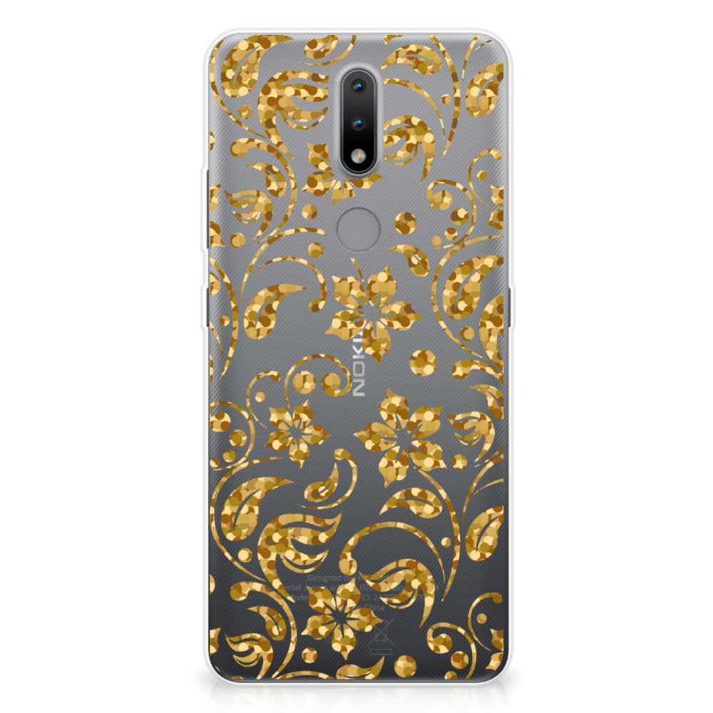 Nokia 2.4 TPU Case Gouden Bloemen