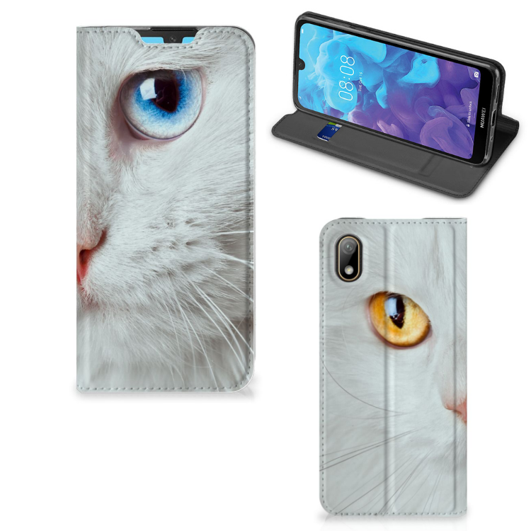 Huawei Y5 (2019) Hoesje maken Witte Kat - B2C Telecom