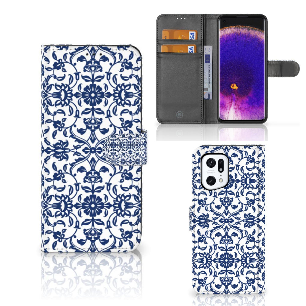 OPPO Find X5 Pro Hoesje Flower Blue