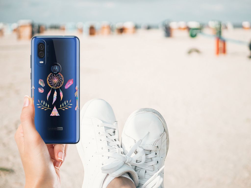 Motorola One Vision Telefoonhoesje met Naam Boho Dreamcatcher