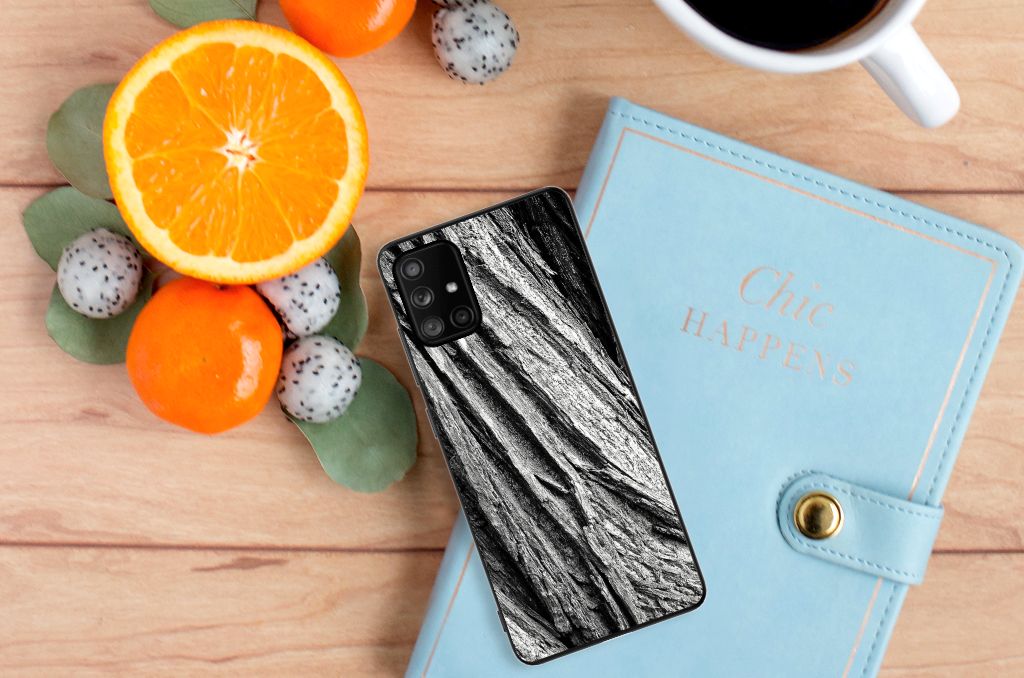 Houten Print Telefoonhoesje Samsung Galaxy A71 Boomschors Grijs B2C Telecom