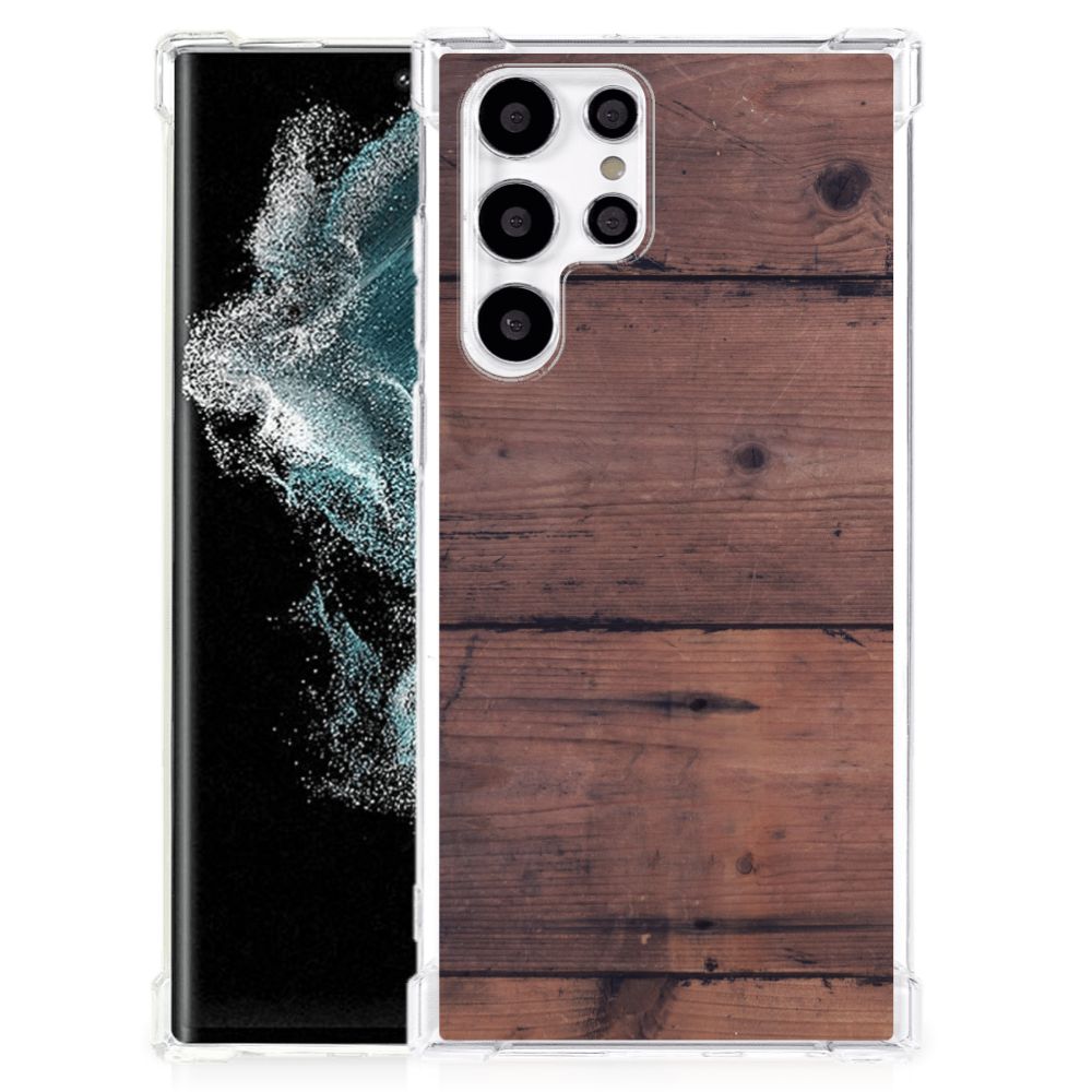 Samsung Galaxy S22 Ultra Stevig Telefoonhoesje Old Wood B2C Telecom