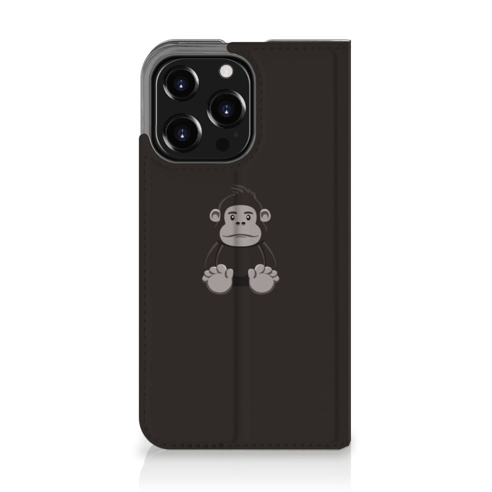 iPhone 13 Pro Magnet Case Gorilla met schattig aapje 🦍 en zwart design voor optimale bescherming.
