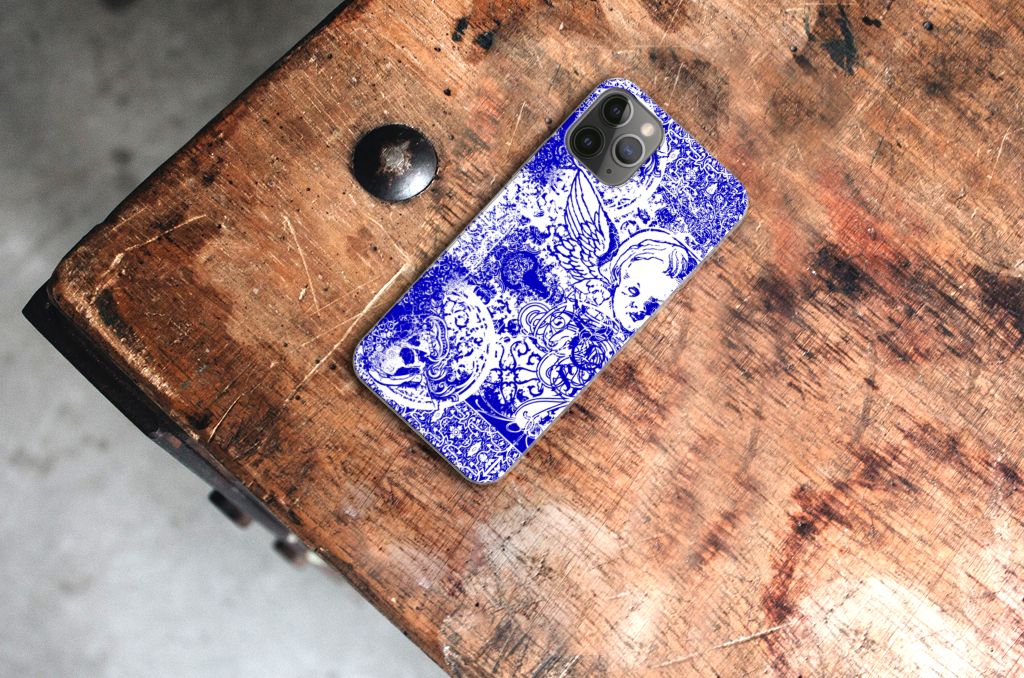Silicone Back Case Apple iPhone 11 Pro Angel Skull Blauw