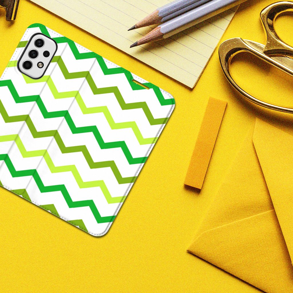 Samsung Galaxy A23 Hoesje met Magneet Zigzag Groen - B2C Telecom