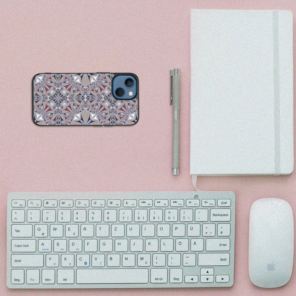 Apple iPhone 13 mini Marmeren Print Telefoonhoesje Flower Tiles B2C Telecom