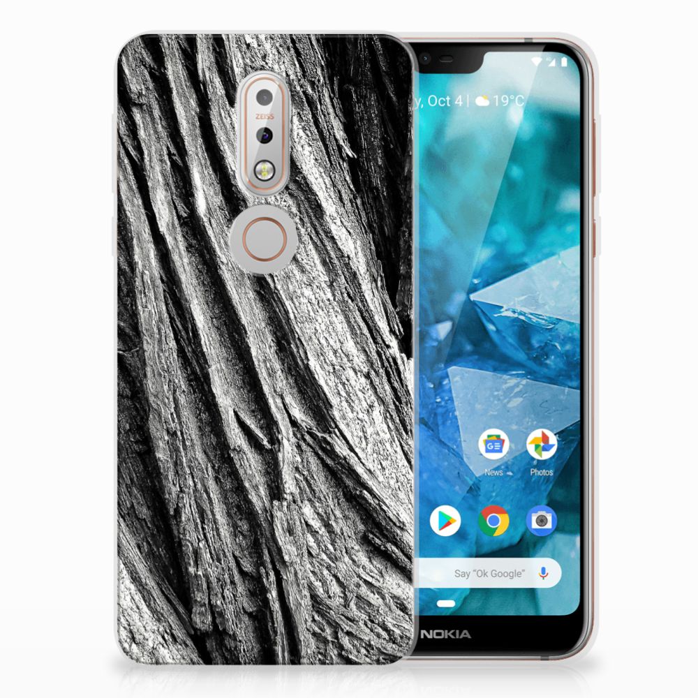 Bumper Hoesje Nokia 7.1 Boomschors Grijs