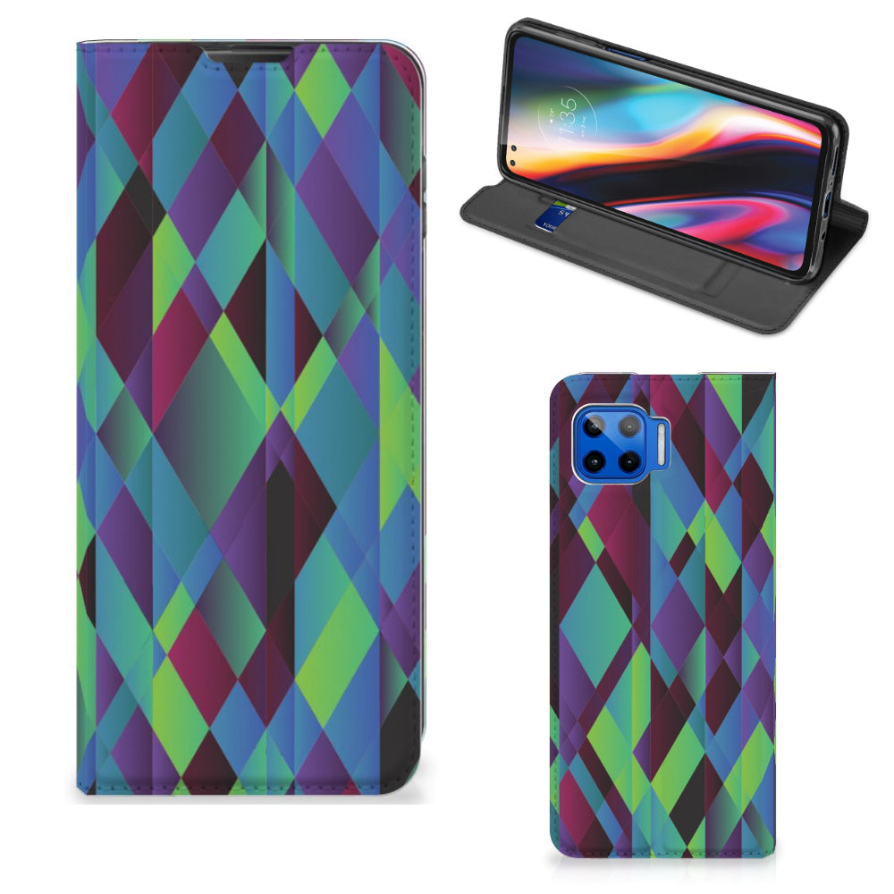 Motorola Moto G 5G Plus Stand Case Abstract Green Blue