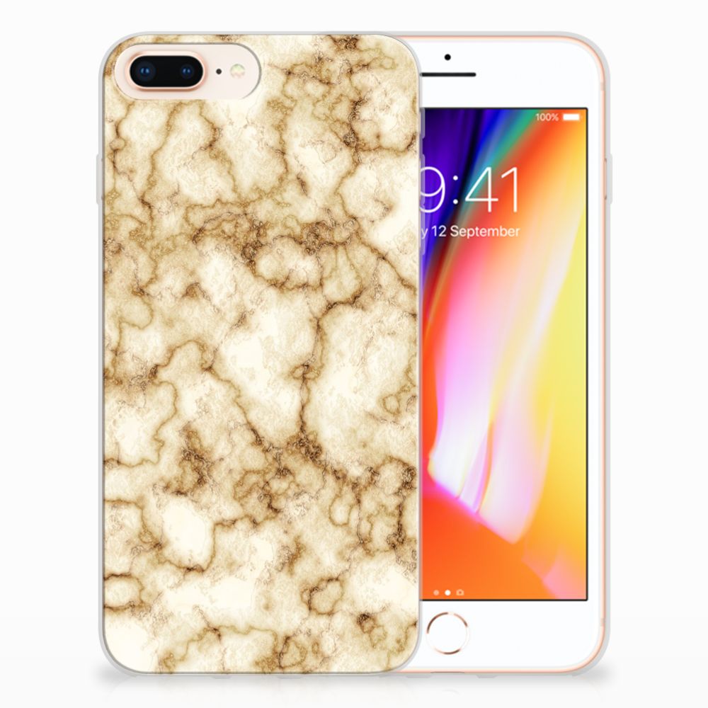 Apple iPhone 7 Plus | 8 Plus TPU Siliconen Hoesje Marmer Goud