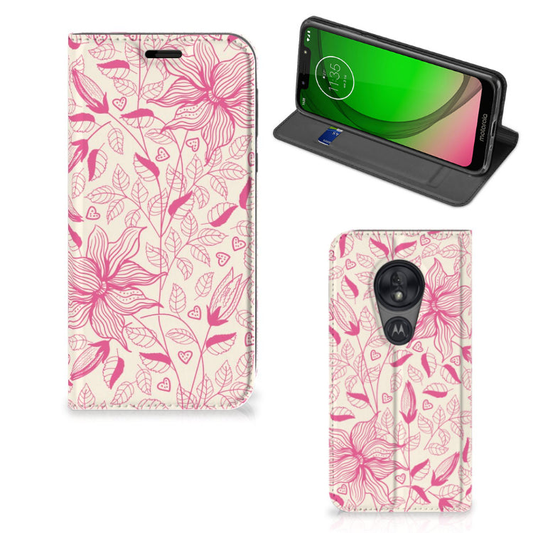 Motorola Moto G7 Play Smart Cover Pink Flowers