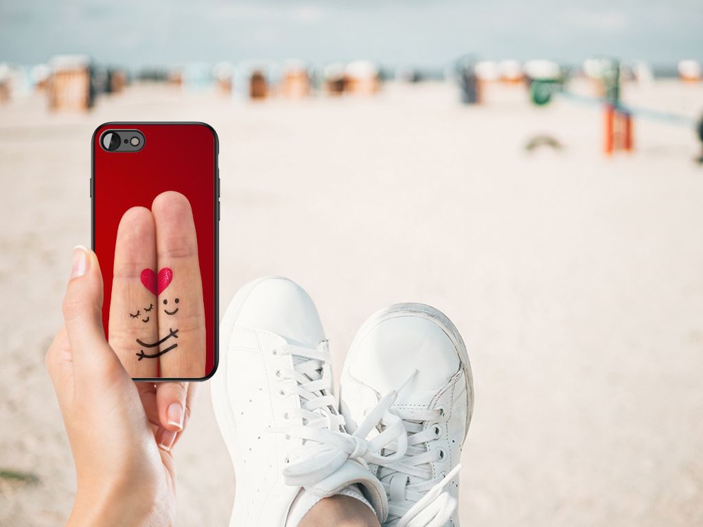 iPhone SE 2022 | SE 2020 | 7/8 GSM Cover Liefde - Origineel Romantisch Cadeau met hand en hart op strand