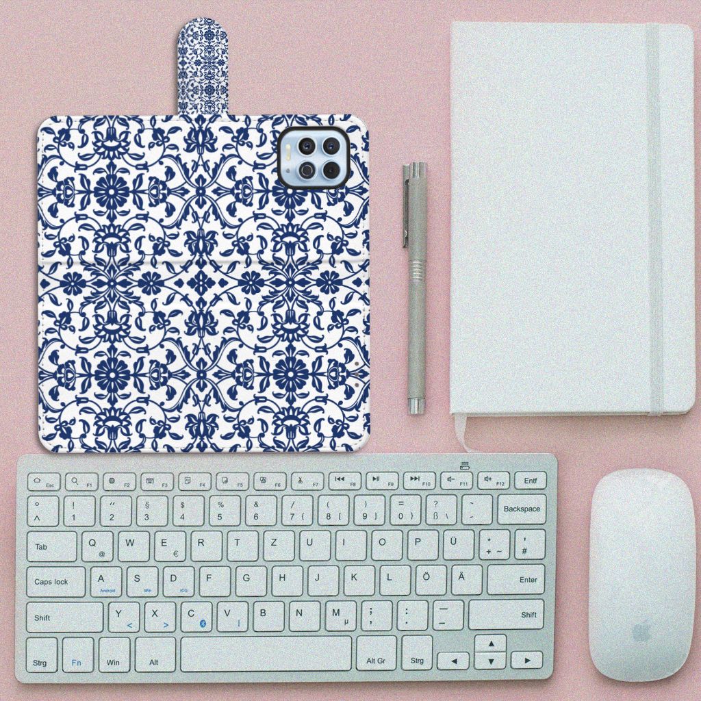 Motorola Moto G100 Hoesje Flower Blue