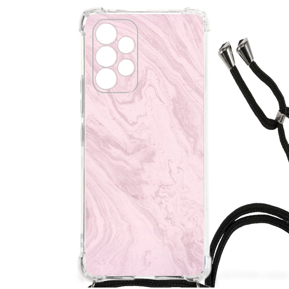 Samsung Galaxy A53 Anti-Shock Hoesje Marble Pink - Origineel Cadeau Vriendin