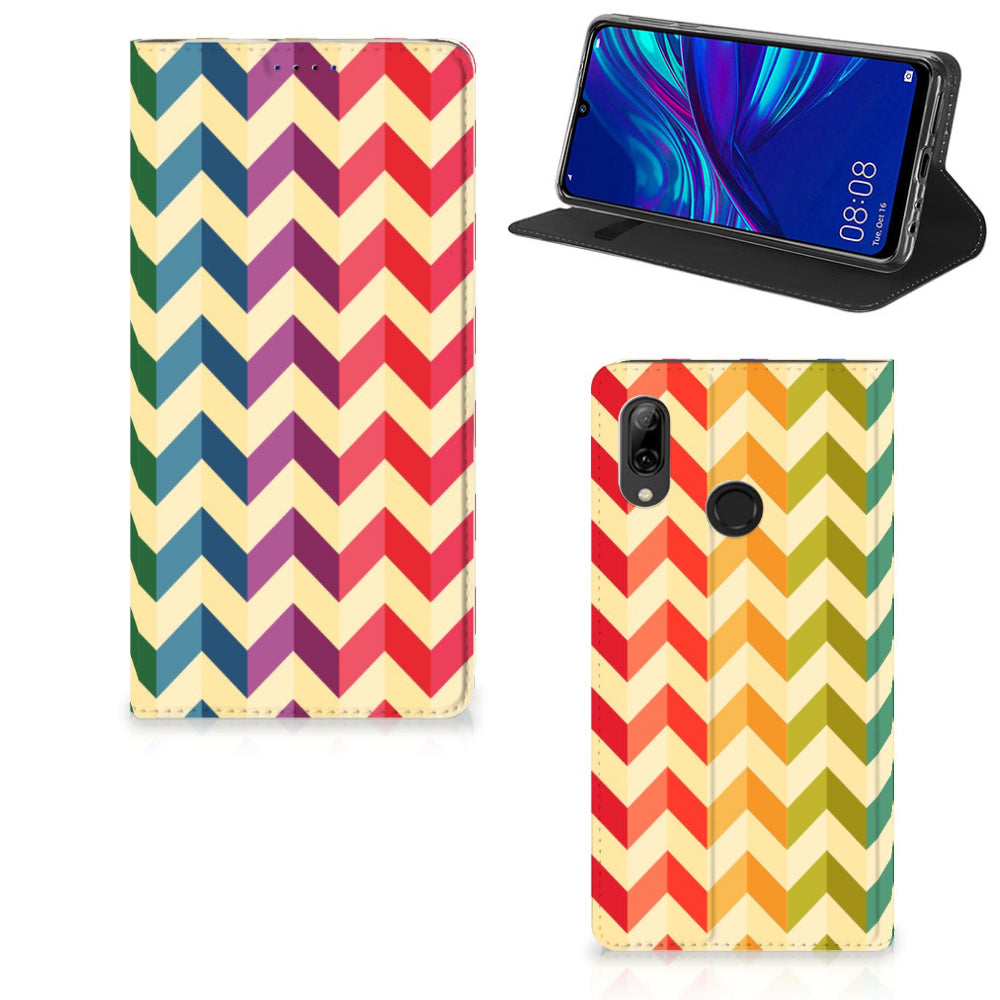 Huawei P Smart (2019) Hoesje met Magneet Zigzag Multi Color