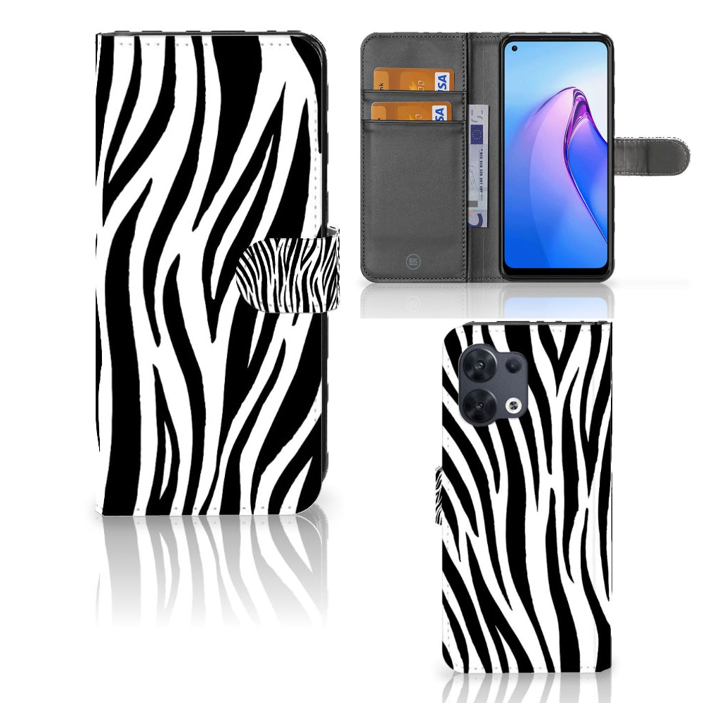 OPPO Reno8 Telefoonhoesje met Pasjes Zebra