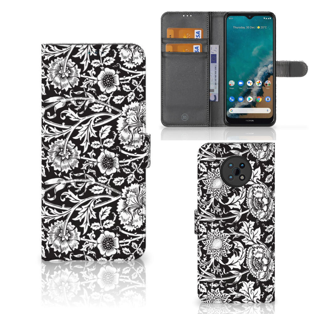 Nokia G50 Hoesje Black Flowers