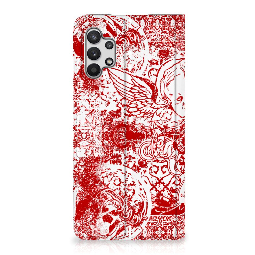 Mobiel BookCase Samsung Galaxy A32 5G Angel Skull Rood - B2C Telecom