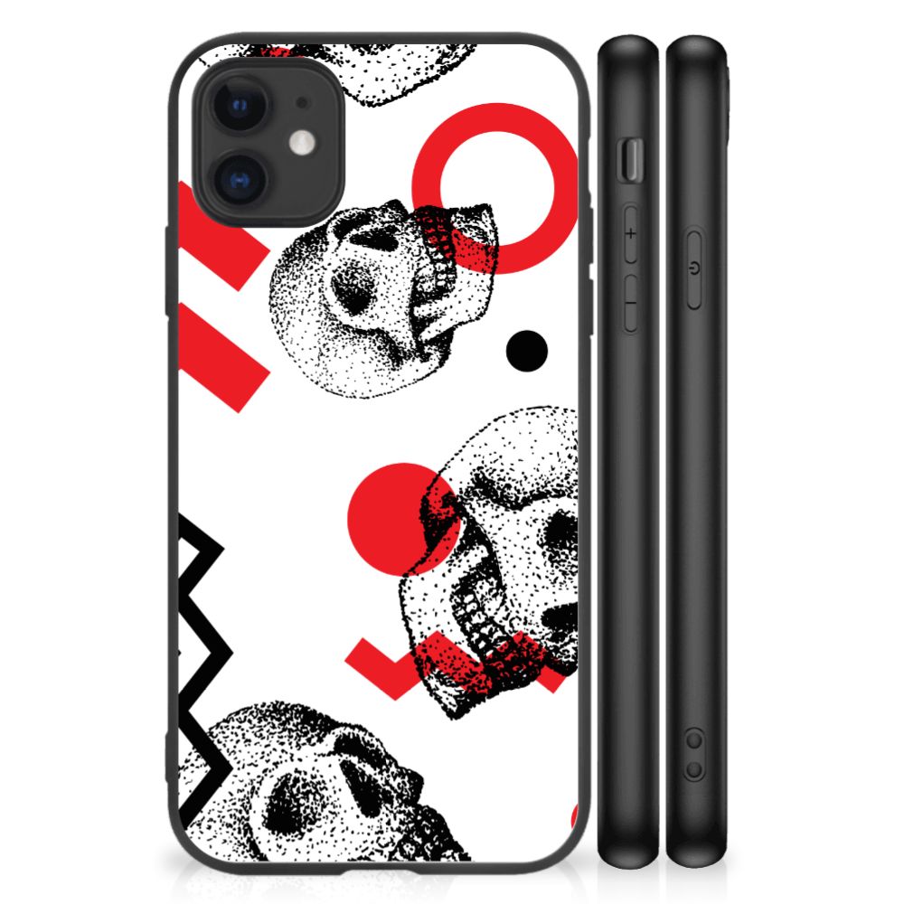 Telefoonhoesje iPhone 11 Skull Red met opvallende skull print en zwarte randen.