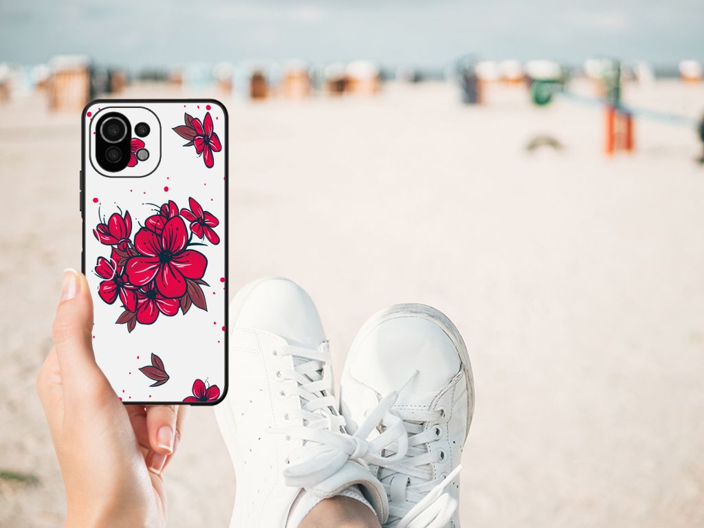 Xiaomi 11 Lite 5G NE | Mi 11 Lite Bloemen Hoesje Blossom Red B2C Telecom