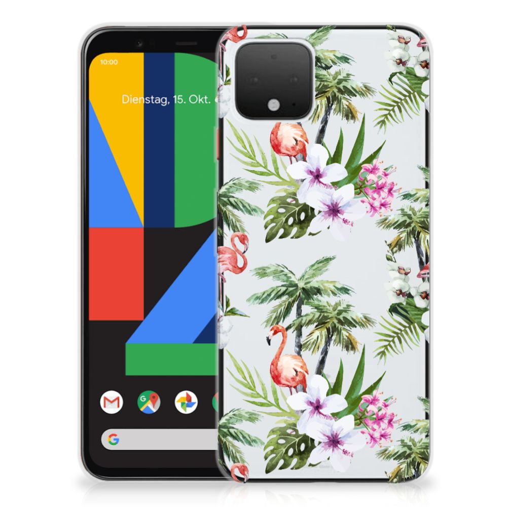 Google Pixel 4 TPU Hoesje Flamingo Palms