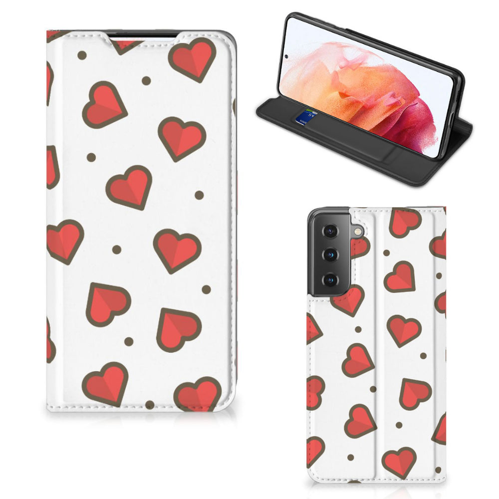 Samsung Galaxy S21 Hoesje met Magneet Hearts