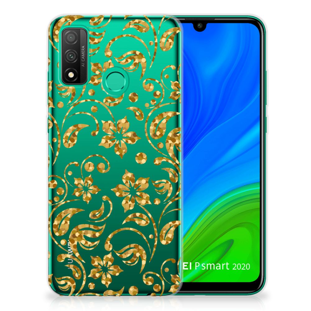 Huawei P Smart 2020 TPU Case Gouden Bloemen