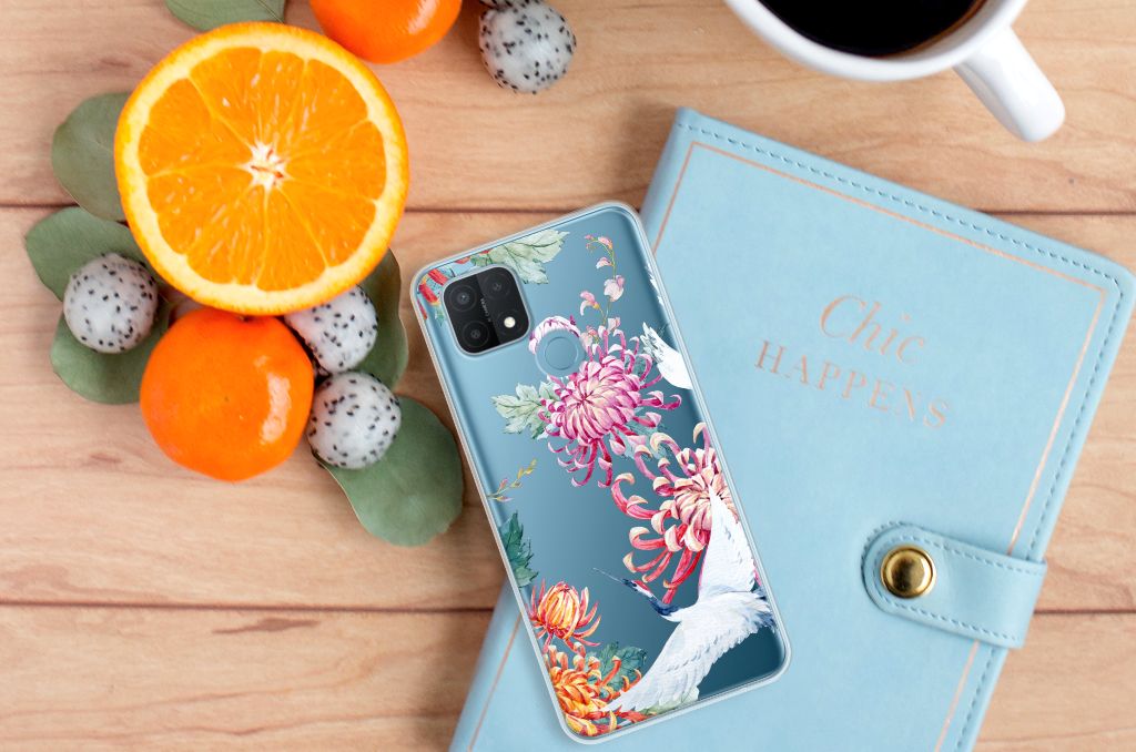 OPPO A15 TPU Hoesje Bird Flowers B2C Telecom