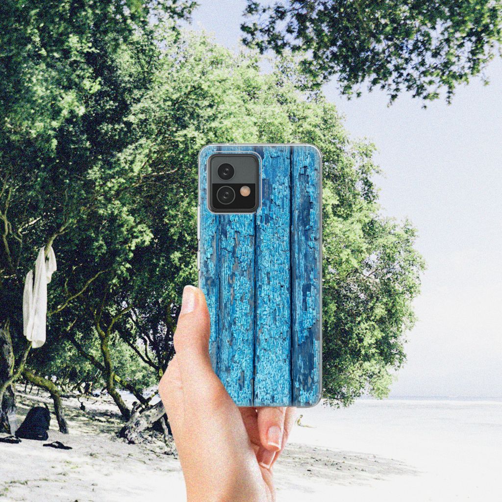 Motorola Moto G72 Bumper Hoesje Wood Blue B2C Telecom