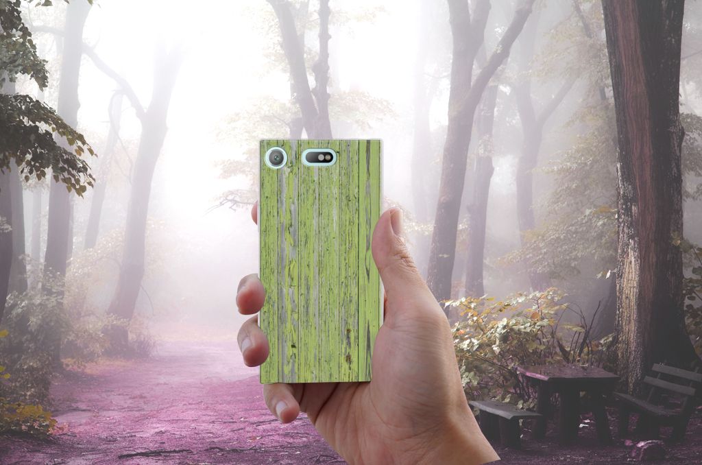 Sony Xperia XZ1 Compact Bumper Hoesje Green Wood