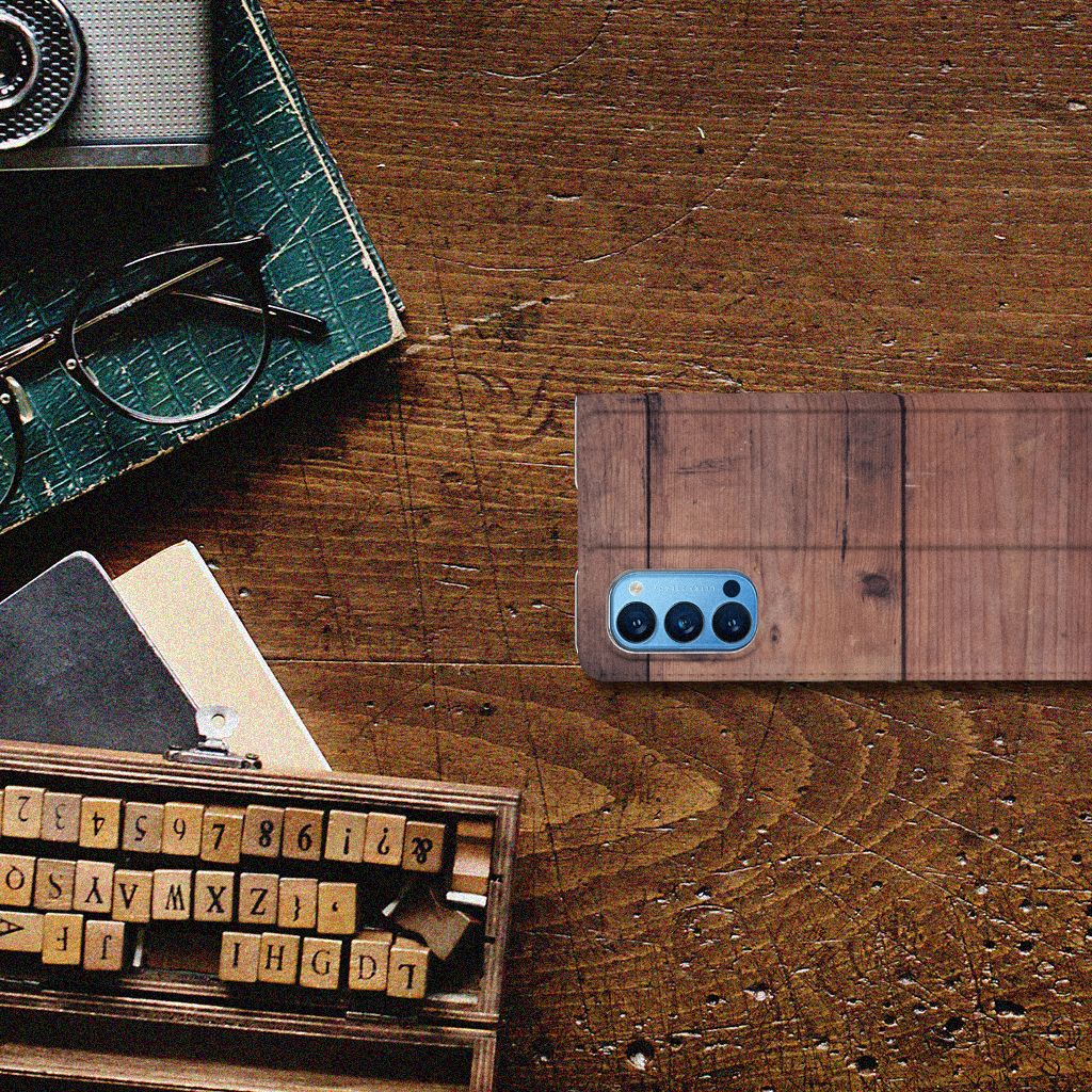 OPPO Reno4 Pro 5G Book Wallet Case Old Wood - B2C Telecom