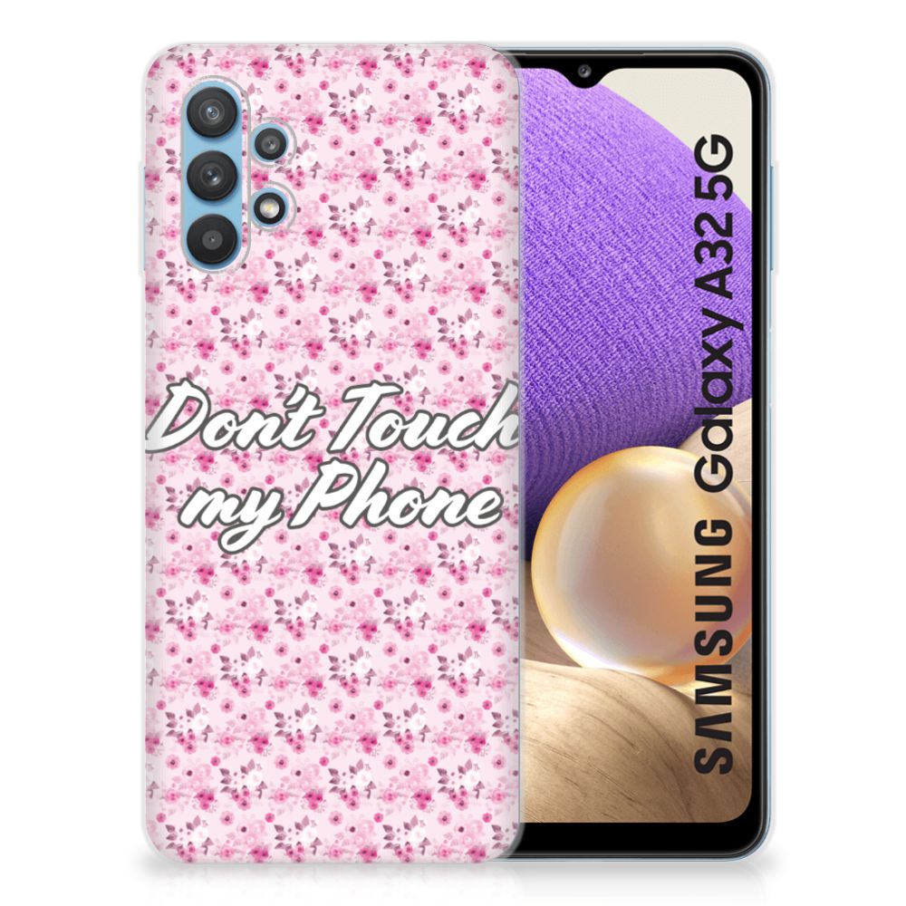Samsung Galaxy A32 5G Silicone-hoesje Flowers Pink DTMP B2C Telecom