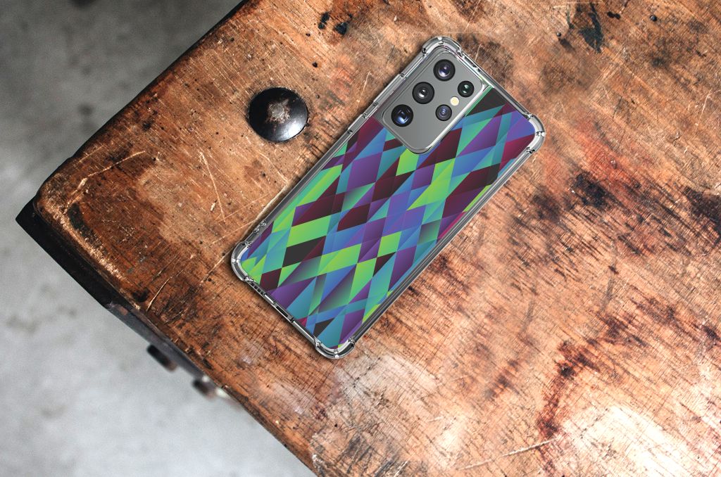 Samsung Galaxy S21 Ultra Shockproof Case Abstract Green Blue B2C Telecom