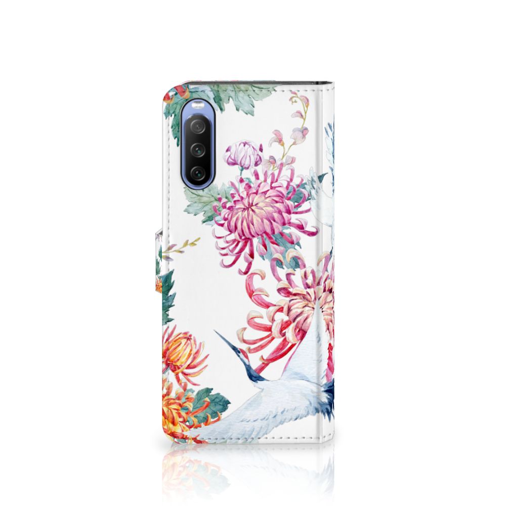 Sony Xperia 10 III Telefoonhoesje met Pasjes Bird Flowers