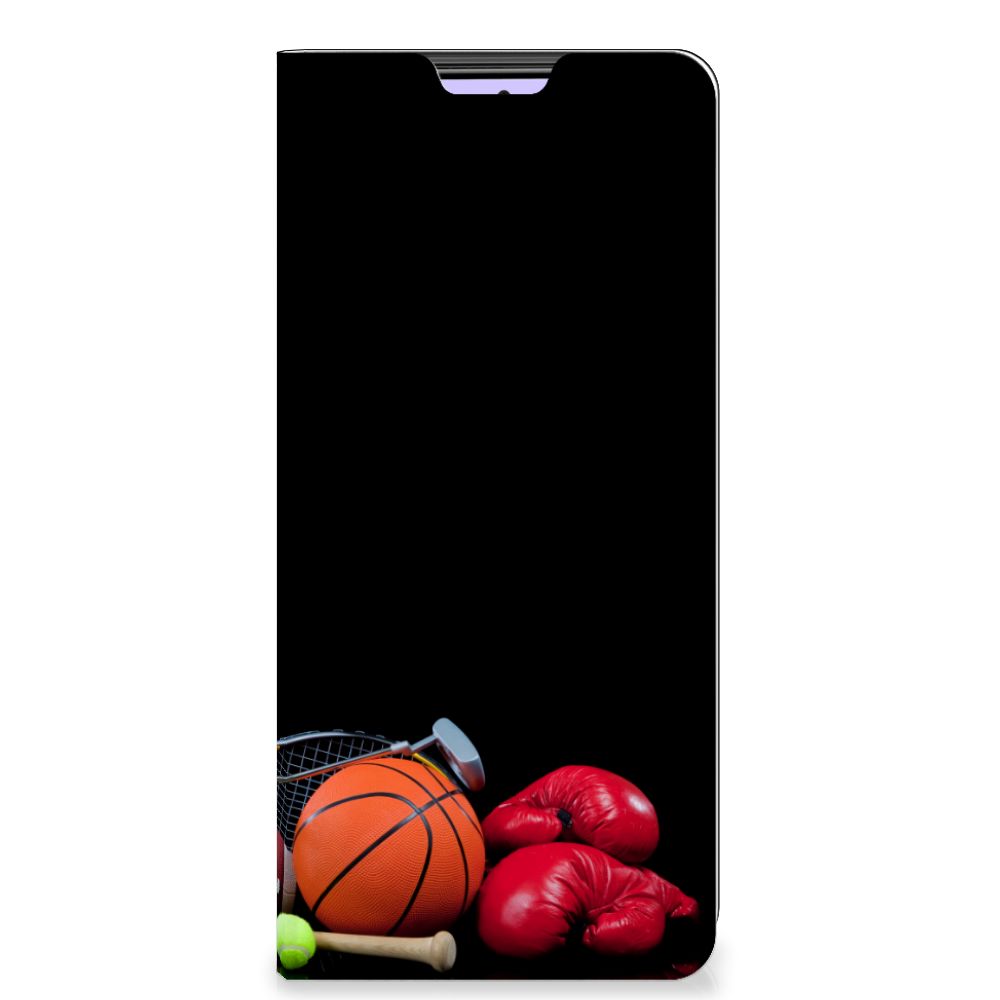 Xiaomi Redmi Note 10 Pro Hippe Standcase Sports with various sport equipment like basketball and boxing gloves.