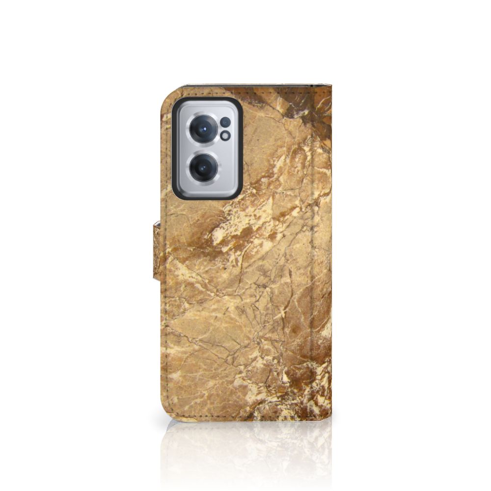 OnePlus Nord CE 2 Bookcase Marmer Creme in luxe marmer design met pasjeshouder