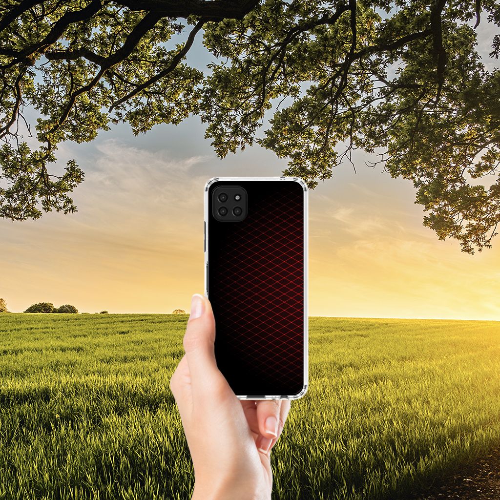 Samsung Galaxy A22 5G Doorzichtige Silicone Hoesje Geruit Rood B2C Telecom