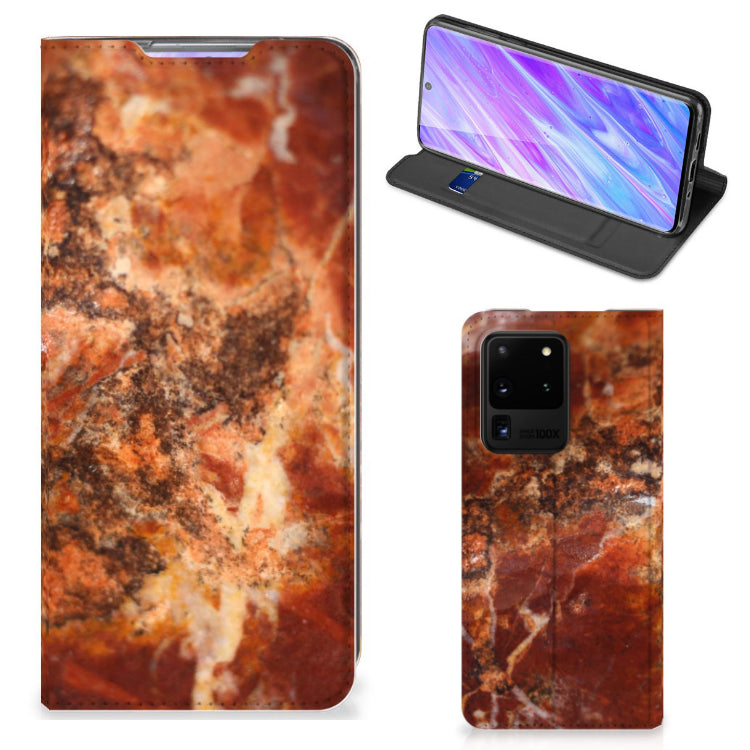 Samsung Galaxy S20 Ultra Standcase Marmer Bruin
